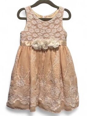 Sweet Heart Rose Blush Cream Lace Floral Party Dress